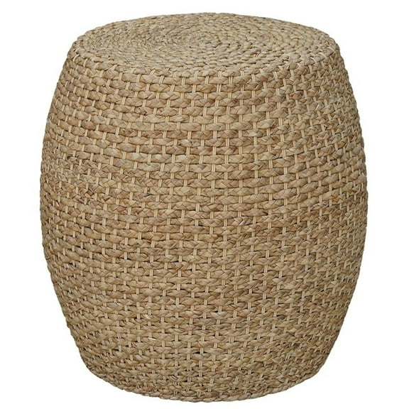 Gallerie Decor Fiji Transitional Hyacinth Wood Drum Side Table in Natural