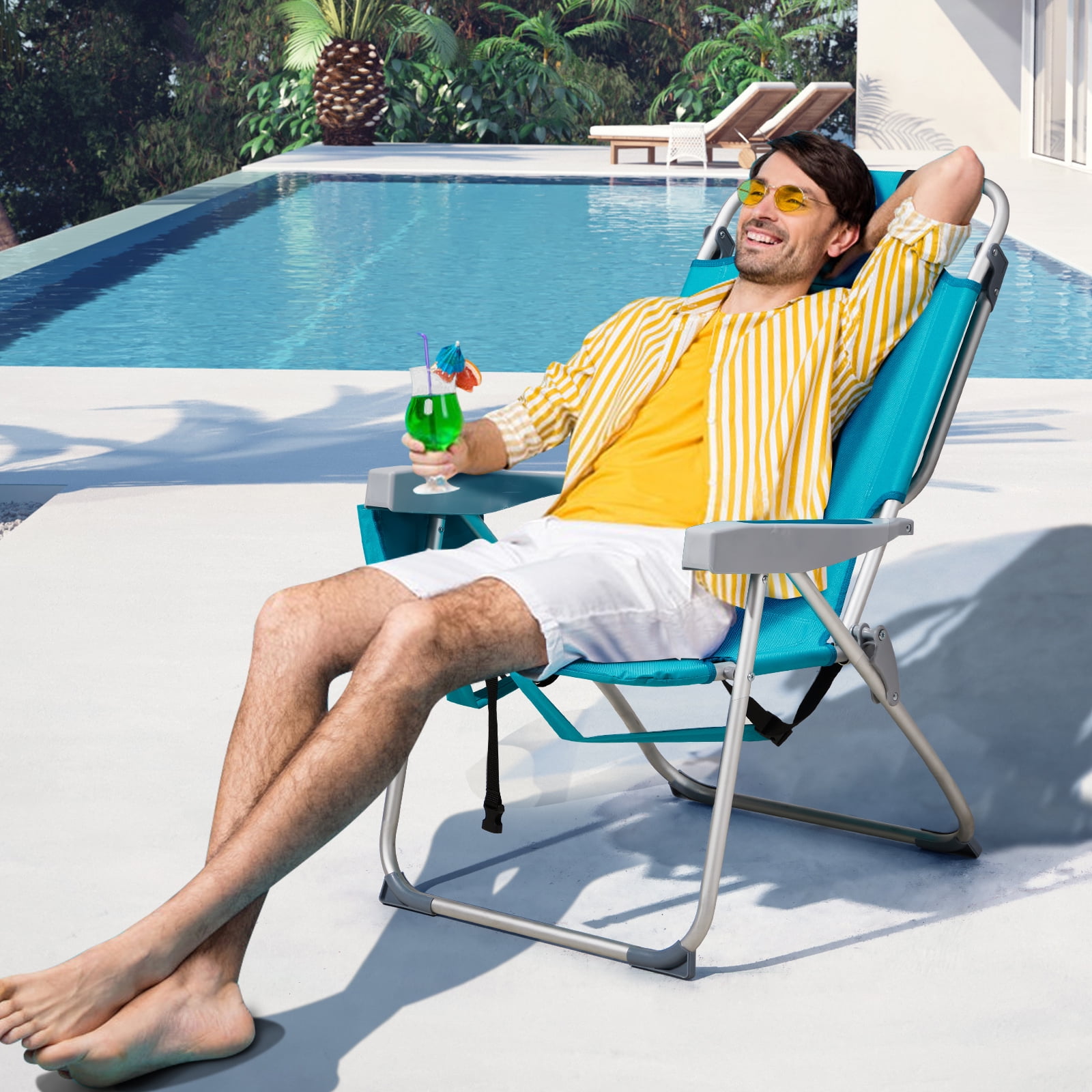 Beach Chair, Heightened Oxford Cloth Silver White Aluminum Tube Bearing Mint Green 63*70*99cm