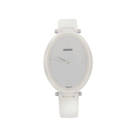 Rado Esenza Ceramic Leather White Diamond Dial Ladies Quartz Watch R53092715