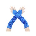 thumbnail image 1 of Guantes de satén largos hasta el codo sin dedos para mujer INSPIRE CHIC de los años 1920 con bucle para el dedo, talla única, azul, 1 of 6