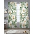thumbnail image 3 of Sage Green Spring Floral Semi Sheer Curtains 84 Inch Length 2 Panels Set, Summer Botanical Farmhouse Sheer Kitchen Curtain Privacy Voile Window Curtain for Living Room Bedroom Rod Pocket Drapes, 3 of 7