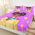 thumbnail image 4 of Castle Fairy Black Cute Anime Girl Bed Sheets 4-Piece,Dreamy Princess Print Full Size Sheets,Purple Pink,1 Fitted Sheet, 1 Flat Sheet and 2 Pillowcases, 4 of 6