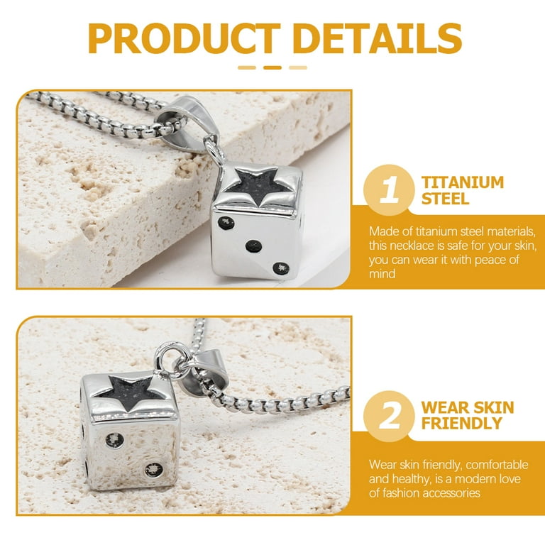 Dice Necklace Pendant Men Jewelry for Aesthetic Lucky