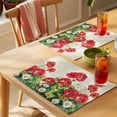 thumbnail image 4 of Red White Floral Placemats Set of 8 Daisy Green Botanical Leaves Place Mats Indoor Wipeable Table Mats Washable Cloth Dining Table Placemats for Kitchen Holiday Party Home Decor 13x19 Inch, 4 of 9