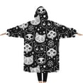 thumbnail image 2 of Oversized Wearable Blanket Hoodie,Bat Silhouette Halloween Pattern Sherpa Blanket Hoodie with Super Pockets,Super Warm Fuzzy Pullover for Women & Men, 2 of 6