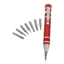 SWETRACE 1Set 8-In-1 Pocket Screwdriver Red Aluminum Alloy Compact for Handyman Travel Use Small Precision Screwdrivers
