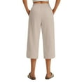 thumbnail image 5 of Tianiyouqing Plus Size Linen Capri Pants for Women High Waist Drawstring Wide Leg Lightweight Cropped Pants Elastic Comfy Work Gauze Pants with Pockets Khaki XL, 5 of 6