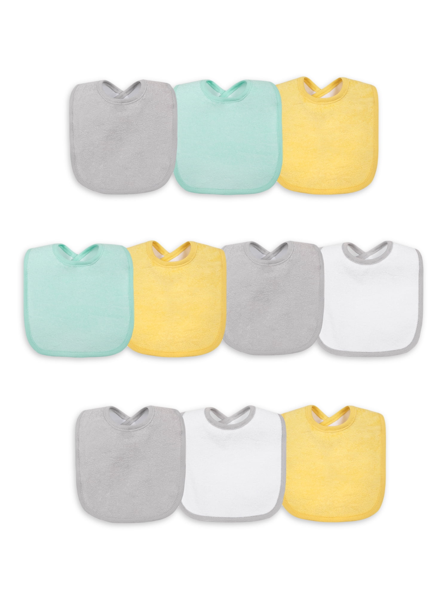 13x12 Inch Bestgift Unisex Baby Cotton Solid Color Snap Drool Bibs One Size White