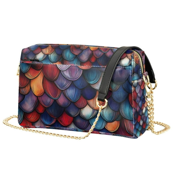 FORMRS Women Crossbody Purse with Chain Strap Vegan Leather Shoulder Handbag, Purple Dragon Scales Pattern
