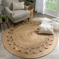thumbnail image 2 of Well Woven Ellie Natural Color Hand-Braided Geometric Jute Area Rug 6' Round, 2 of 8