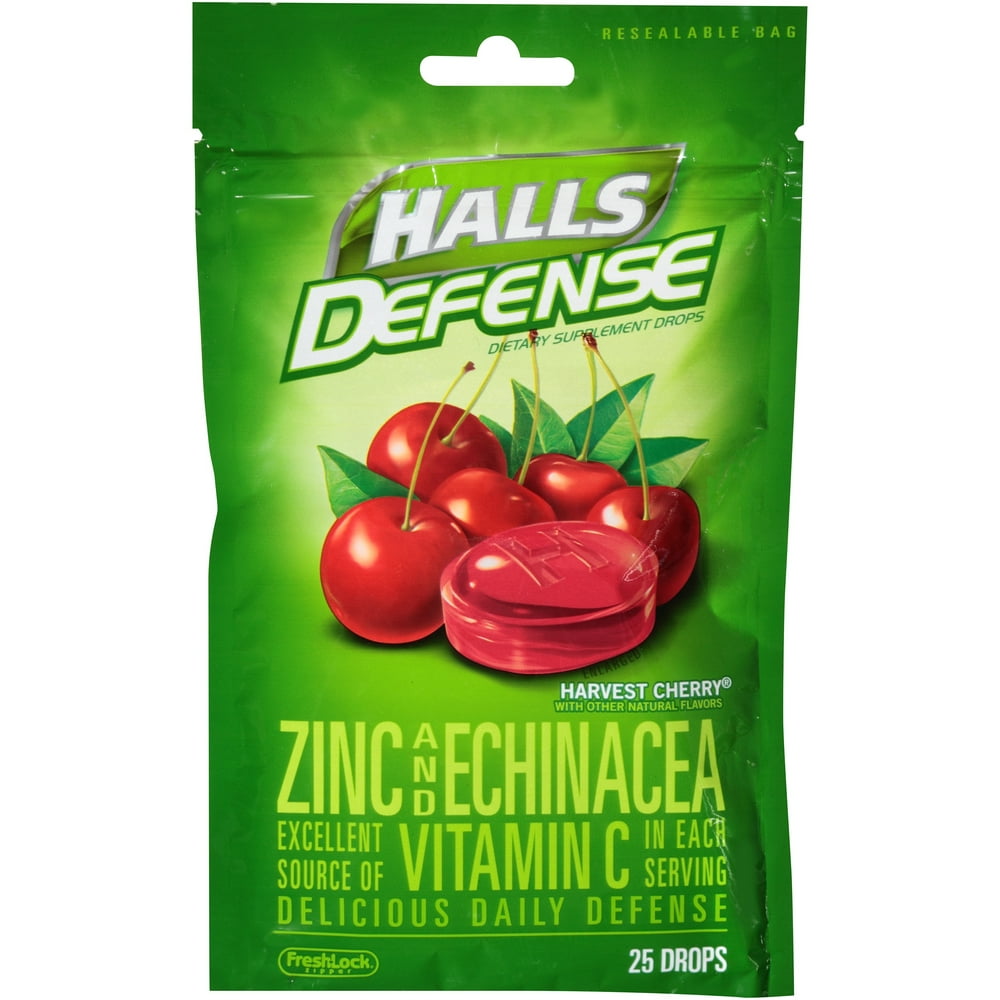 Halls Defense Harvest Cherry® Zinc and Echinacea Dietary Supplement