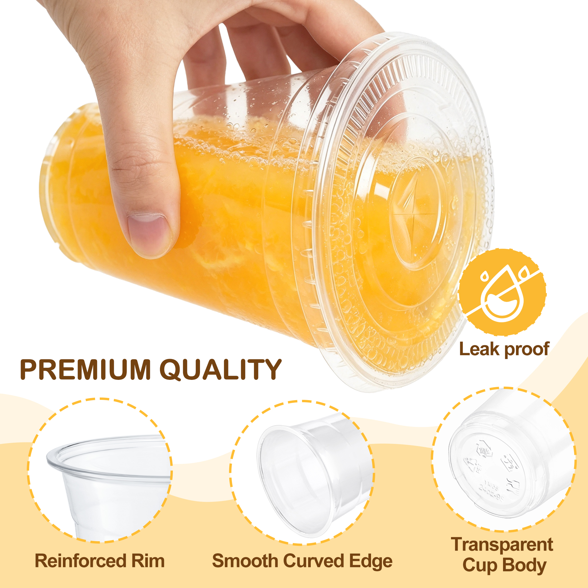 BagDream Clear Plastic Cups with Lids, 8 oz, 100 Pack photo 8