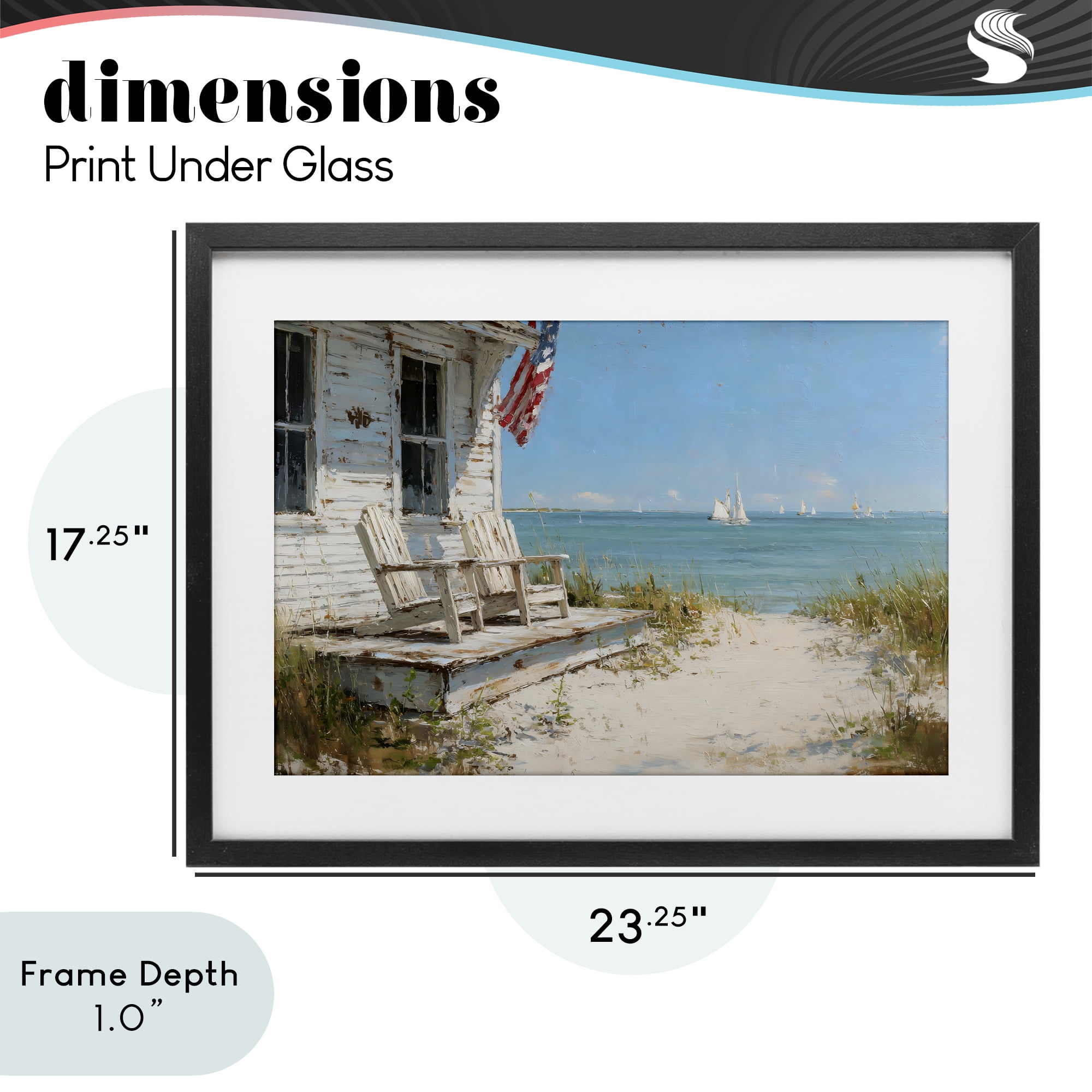 Stupell Industries By The Ocean Cottage Retreat Black Framed Print Under Glass, design by Petal Prints Design