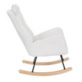 thumbnail image 4 of Upholstered Rocking Chair, Teddy Fabric Glider Rocker with High Backrest,Modern Rocking Accent Chair for Living Room, Nursery, Bedroom, White, 4 of 8