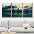 thumbnail image 2 of IDEA4WALL Framed Canvas Print Wall Art Set of 3 Forest and Lake Calming Green Mountain Nature Wilderness Geometric Floral Botanical Modern Art Calm/Relax/Cozy for Rooms - Natural 24"x36"x3, 2 of 5