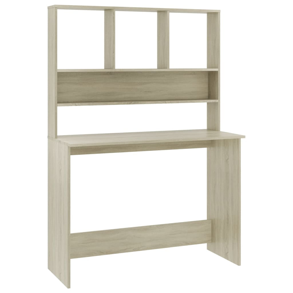 Kepooman 43" Modern Wooden Rectangle Computer Desk with Hutch & Bookshelf for Home Office, Brown Kepooman 43" Modern Wooden Rectangle Computer Desk with Hutch & Bookshelf for Home Office, Brown