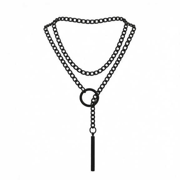 DESIGNICE Slip Chain Necklaces for Women,Stainless Steel O-Ring Adjustable Lariat Y-Necklace,Punk Gothic Cuban Collar Choker Necklace for Women,Trendy Slip Chain Necklace for Women