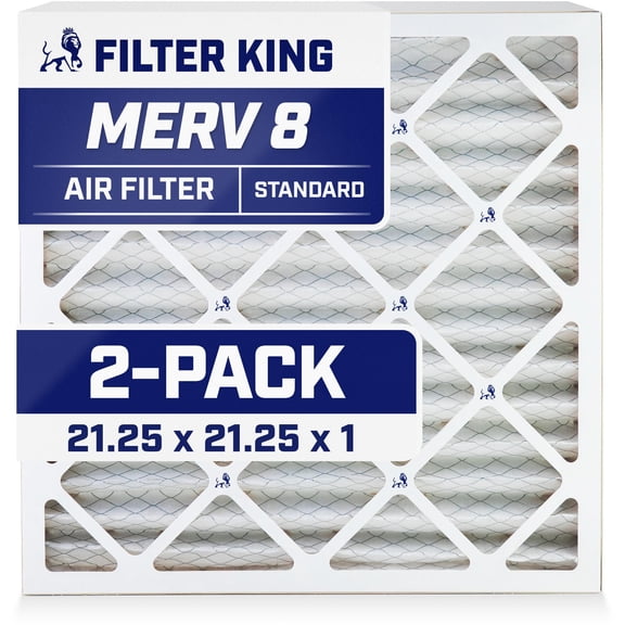 Filter King 21.25x21.25x1 Air Filter | 2-PACK | MERV 8 HVAC Pleated A/C Furnace Filters | MADE IN USA | Actual Size: 21.25 x 21.25 x .75"