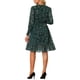 thumbnail image 3 of VESTIDO METÁLICO DE ESTRELLAS CHIC INSPIRADO PARA MUJER, ESCOTE EN V, CINTURA FRUNCIDA, VESTIDO A-LINE CON MANGAS LANTERNA TALLA S VERDE OSCURO-FLORAL, 3 of 6