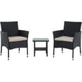 thumbnail image 1 of FDW 3-Piece Wicker Patio Furniture Set, Outdoor Rattan Chairs and Bistro Table, Garden Conversation Set, Black, 1 of 7