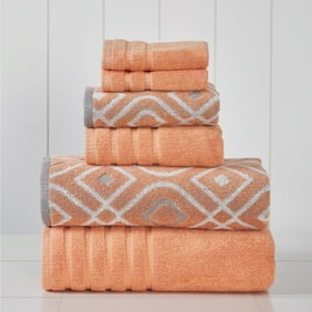 6 Piece Yarn Dyed Towel Set, Oxford, Coral