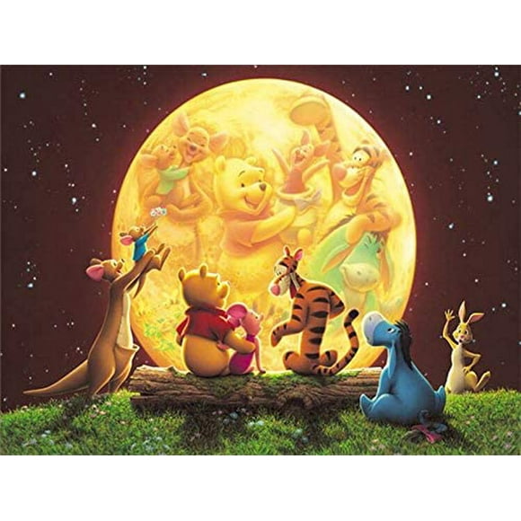 5D Diamond Painting Paint by Numbers Kits for Adult,Full Drill Diamond Embroidery Kit Crystal Rhinestone Embroidery Cross Stitch Arts Craft Supply Canvas Wall Decor Disney Winnie the Pooh 12 X 16 Inch