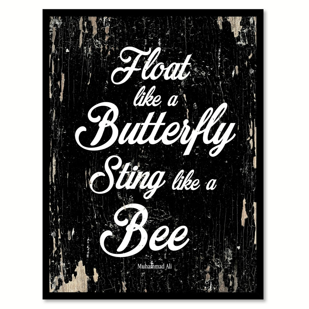 Float like a butterfly sting like a bee Muhammad Ali Motivation Quote Saying Black Canvas