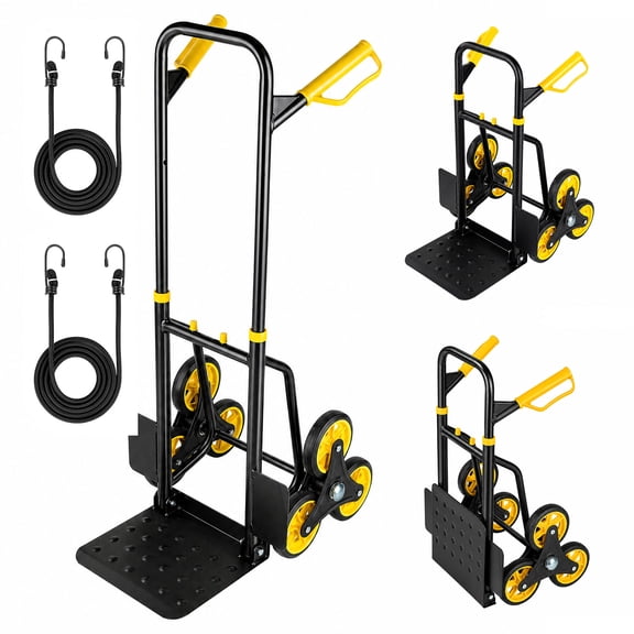 Anoncndin Heavy-Duty Stair Climbing Hand Truck 770lbs/350kg Capacity 6-Wheel Collapsible Dolly with Telescoping Handle Reinforced Carbon Steel 35x30cm Platform Ergonomic Anti-Slip Grip