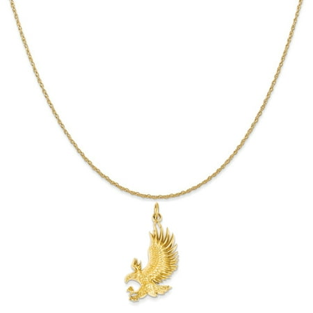 14k Yellow Gold American Bald Eagle Charm on a 14K Yellow Gold Rope Chain Necklace, (Best Gym Chains In America)