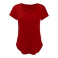 thumbnail image 5 of Tittly Womens Shirts Short Sleeve Shirts Womens Summer Tops V Neck Short Sleeve Basic Plain Tee T Shirt Tshirts Shirts Spring Tops for Women RD1 M, 5 of 5