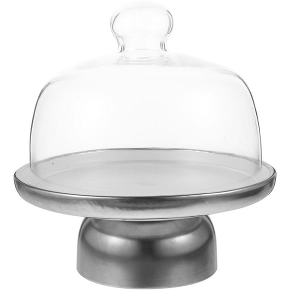 European Cake Stand With Dome Ceramic Dessert Display Tray Tabletop Snack Plate With Glass Dome