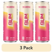 (3 pack) Bum Energy Pink Lemonade Energy Drink, 112 mg Natural Caffeine, 12 fl oz Can