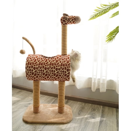 ZEZE Giraffe Cat Tree and Scratcher(Giraffe Cat Tree w/tunnel & Scratcher Cat Furniture, Large)