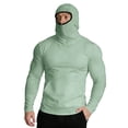 thumbnail image 5 of Men's Sun Protection Hoodie with Balaclava Face Mask UPF 50+ UV Long Sleeve Shirt Men Rash Guard Performance Fishing Hiking Shirt with Thumbholes Green, 5 of 8