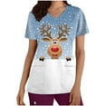 thumbnail image 2 of LSLJS Christmas Blouse de Noël à Manches Courtes Col en V avec Poches Imprimées pour Femmes, Scrub Tops, 2 of 5