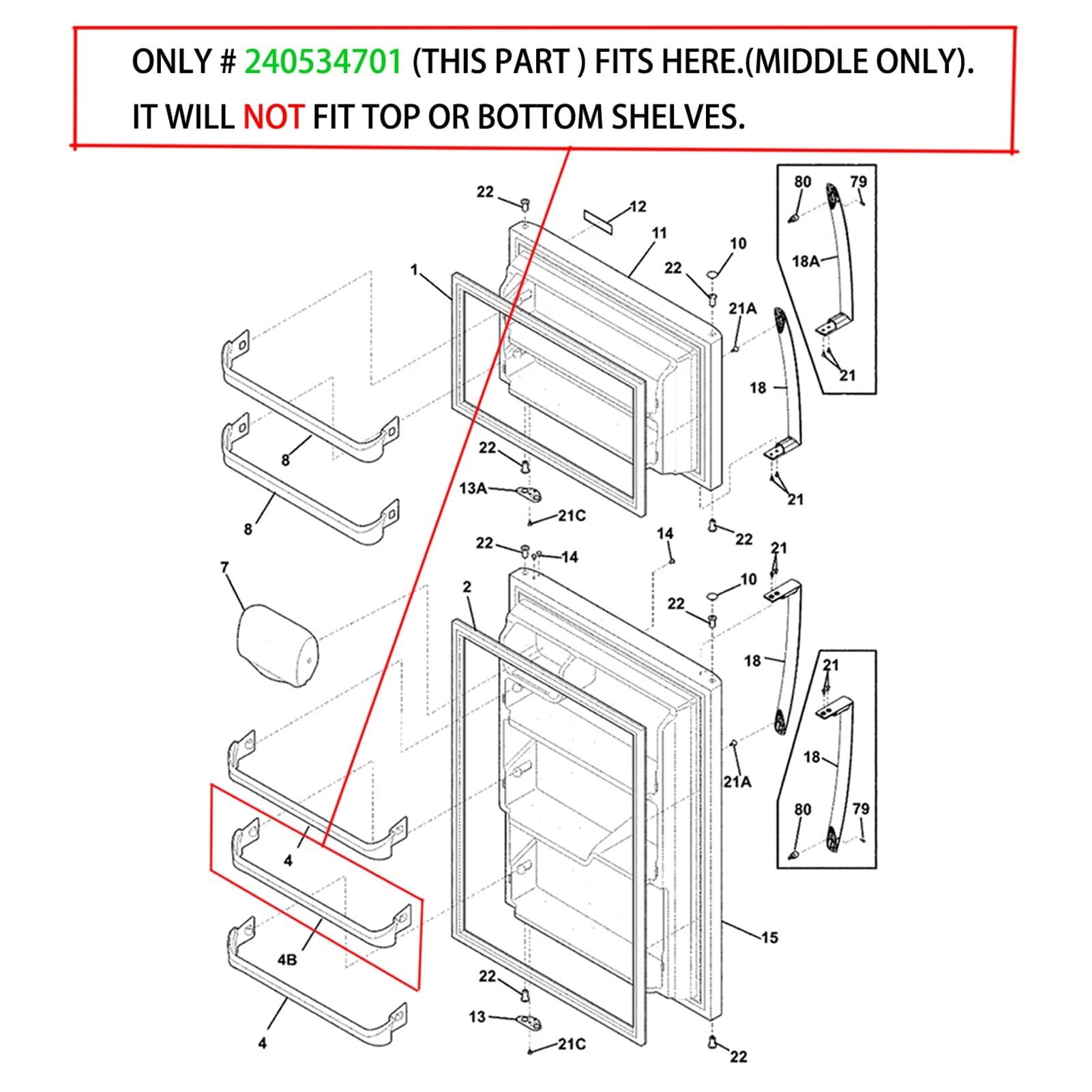 240534701 Door Bar Rack Compatible with Frigidaire or Kenmore Refrigerator