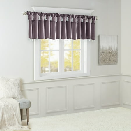 26"x50" Lillian Twisted Tab Valance with Beads Purple