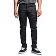 thumbnail image 1 of Victorious Men's Coated Slim Fit Moto Pants Biker Jeans - Black - 28/32, 1 of 6