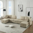 thumbnail image 4 of Furvclv Modern U Shaped Modular Sectional Sofa With Storage Ottomans, Adjustable Armrest And Backrest Corner Couch, Sectional Couches With Chaise, For Living Room Office, 4 of 9