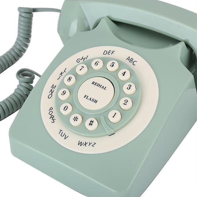 Antique European Vintage Landline Telephone, Green, High Definition Call, Large Clear Button
