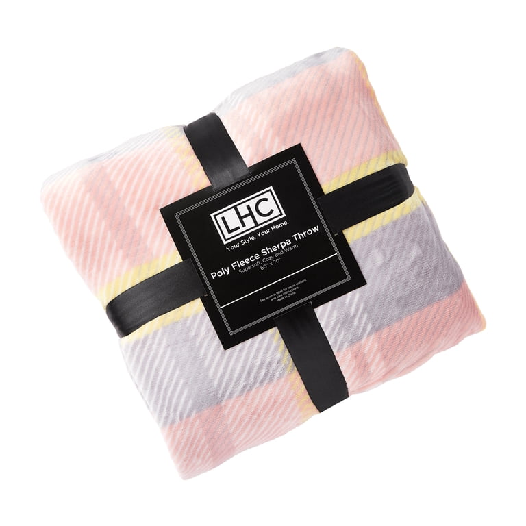 Somerset Home Poly Fleece Sherpa Throw Blanket 70x60 Plaid photo 7