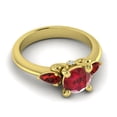 thumbnail image 3 of 2.50 Carat Round Cut Red Ruby & Garnet Gemstone Fany Three Stone Wedding Ring for Girls Solid 14K Yellow Gold Size 9 by Diamond-Capitals, 3 of 8