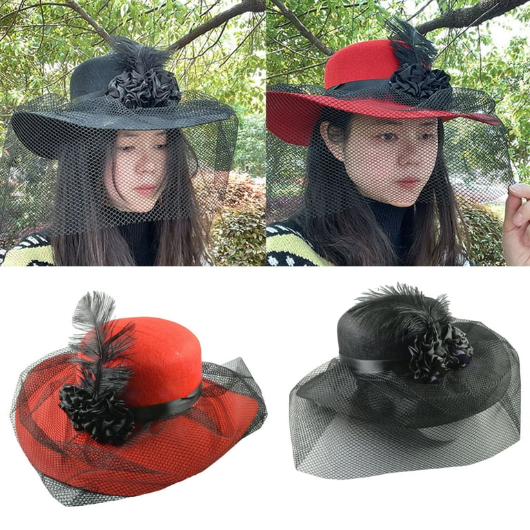 5926 Fascinators Hat Women Tea Party Beaded Veiling Derby Wedding Church Womens Wide Brim Large Derby Fascinator Hat Organza Church  main image 4