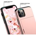 thumbnail image 4 of for iPhone 12 Case,iPhone 12 Pro Case with Card Holder Heavy Duty Protective Dual Layer Shockproof Hidden Card Slot Slim Wallet Case for iPhone 12/12 Pro for Men&Women(Rose Gold), 4 of 14