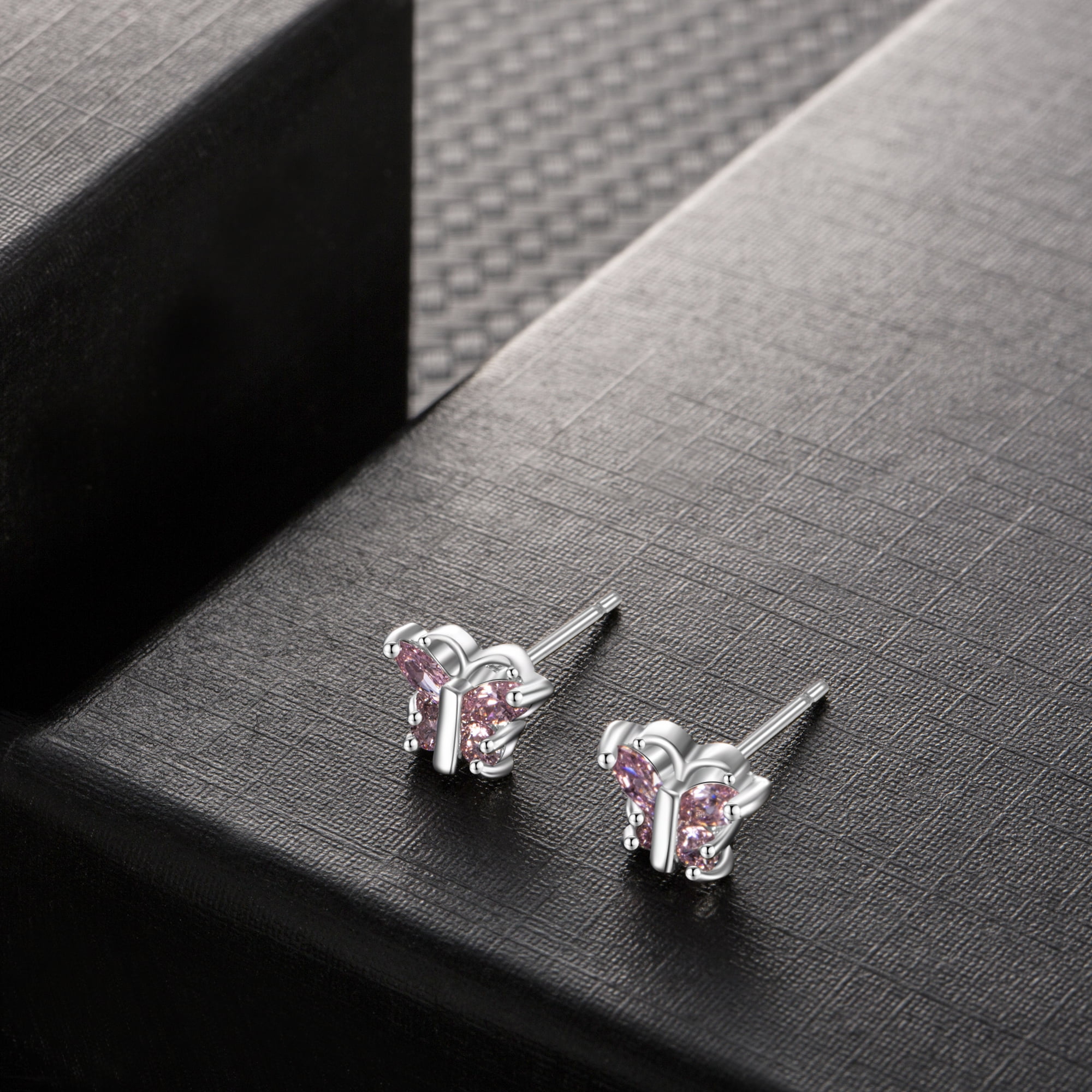 Buyless Fashion Girls Stud Earrings Crystal Zirconia Surgical Steel 5 Pair Pack
