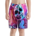 thumbnail image 2 of Cauagu Neon Skull With Milkshake Print Swim Trunks for Men,Youth Boys Swim Shorts Compression Liner Beach Shorts Boys' Swimming Shorts 7-20 Years Bathing Suit-Small, 2 of 7