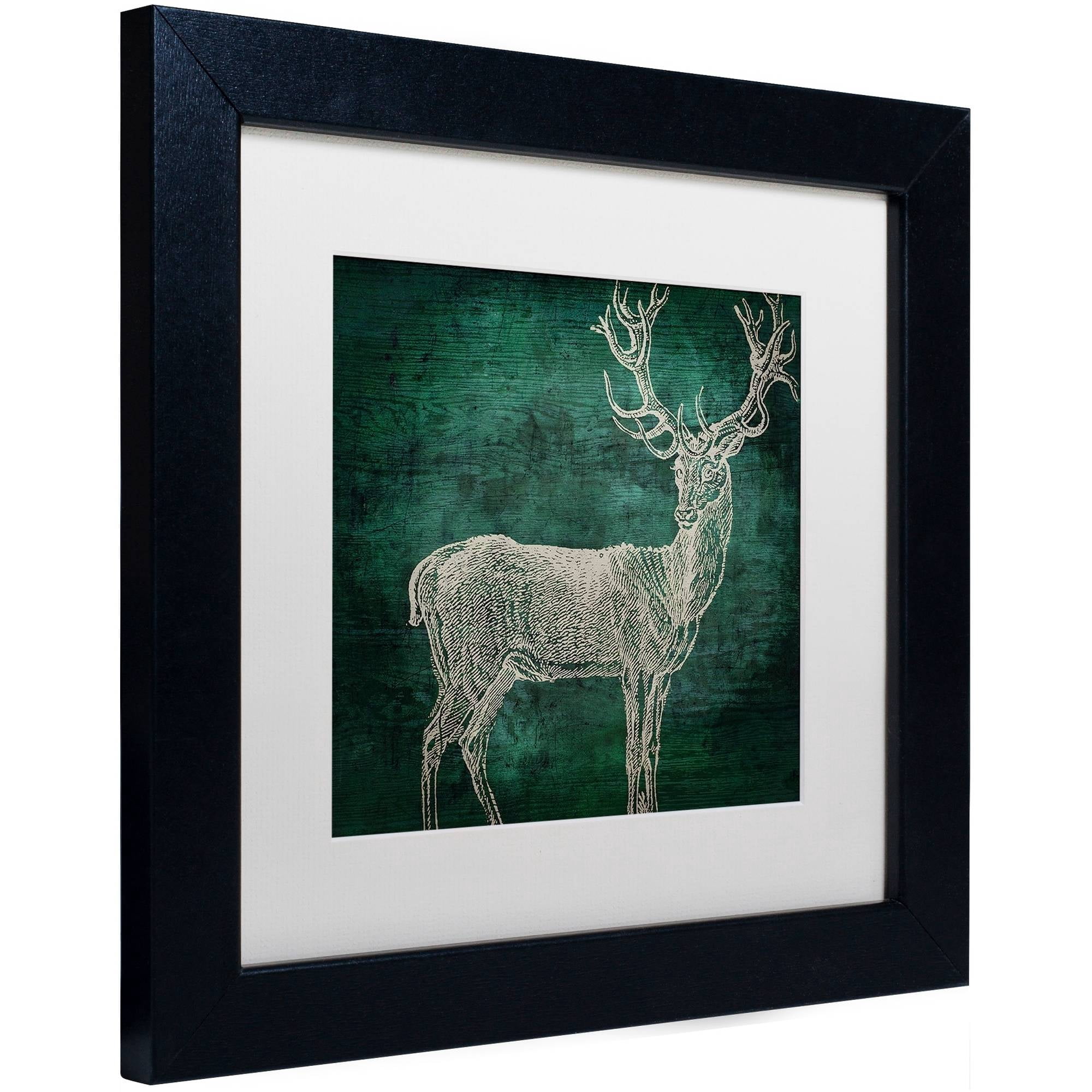 Trademark Fine Art "Emerald Deer" Canvas Art by Color Bakery White Matte, Black Frame