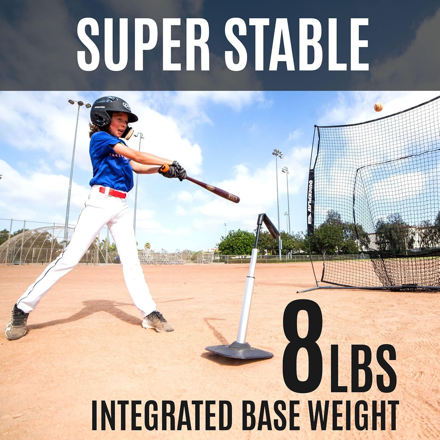 QUICKPLAY PRO Baseball Tee | Super Stable 8lb Weighted Base & Replaceable Top | Pro-Grade Baseball Softball Portable Batting Tee