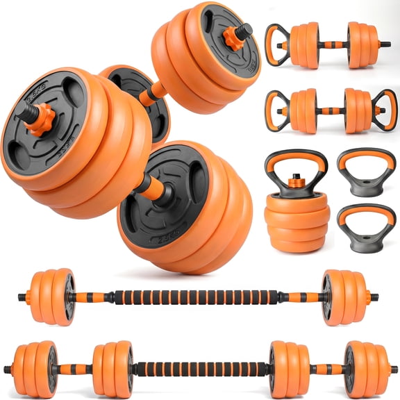 66LB Adjustable Dumbbell Set, 4-in-1 Convertible Weights, Dumbbells, Barbell, Kettlebells for Home Gym Workouts