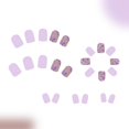 thumbnail image 2 of Uñas postizas adhesivas Blruyci color lila claro con flores, cuadradas, 24 piezas, 2 of 7